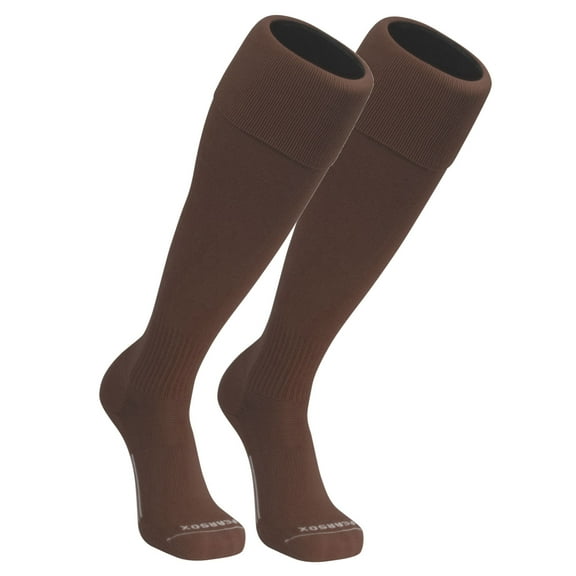 PEAR SOX Euro Solid Knee High Soccer Socks with Arch and Ankle Support (Brown, S)