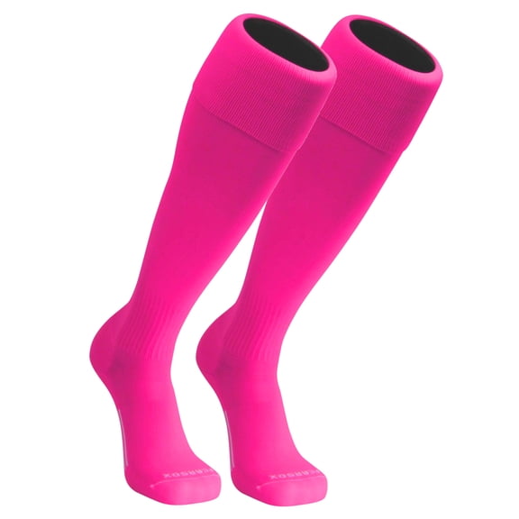 PEAR SOX Euro Solid Knee High Soccer Socks with Arch and Ankle Support (Neon Pink, S)