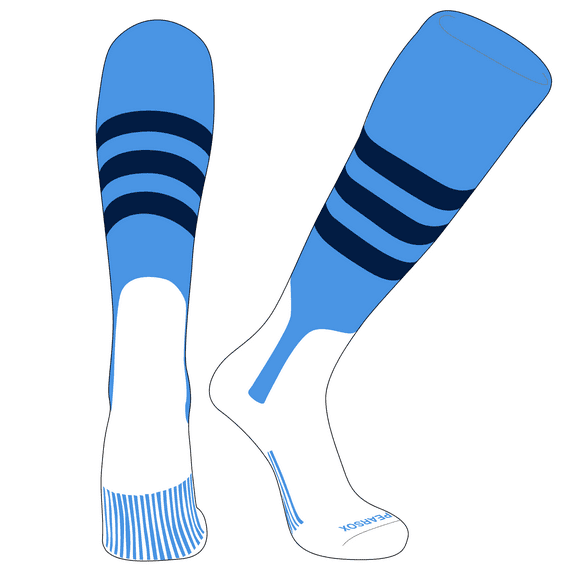 PEAR SOX OTC Baseball Softball Stirrup Socks (A, 7in) Sky Blue, Navy (M)