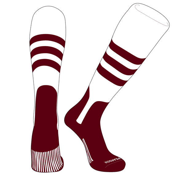 PEAR SOX OTC Baseball Softball Stirrup Socks (A, 7in) White, Cardinal, Cardinal (S)