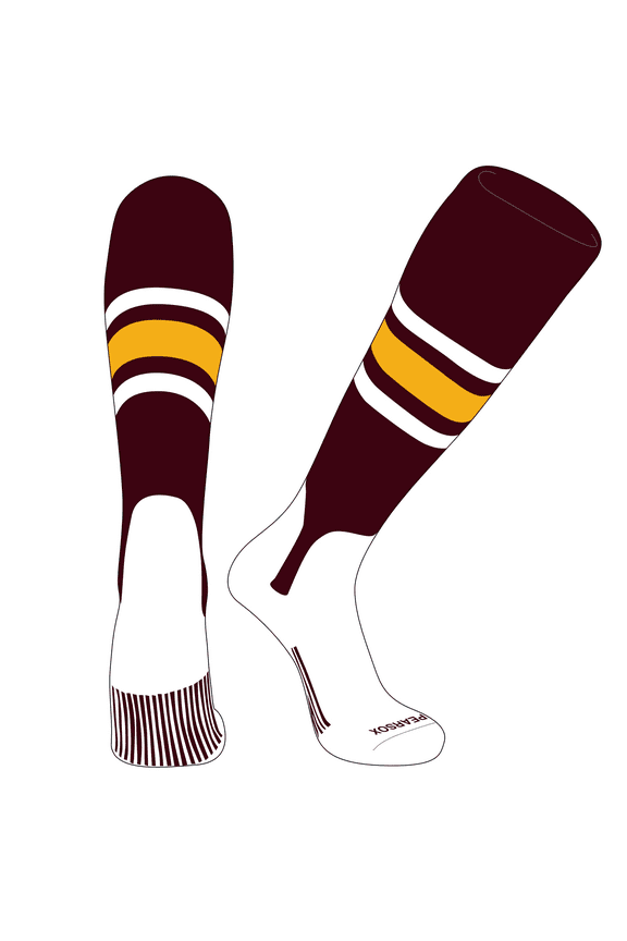 OTC Baseball Softball Stirrup Socks (B, 5in) Maroon, White, Gold (S)