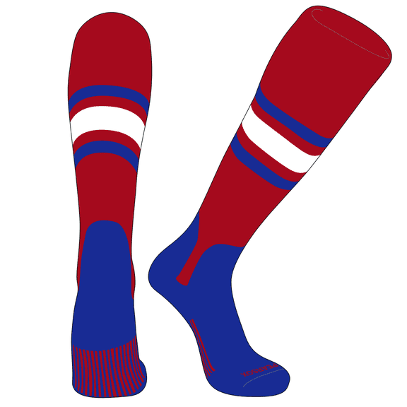 PEAR SOX OTC Baseball Softball Stirrup Socks (B, 5in) Red, Royal, White, Royal (M)