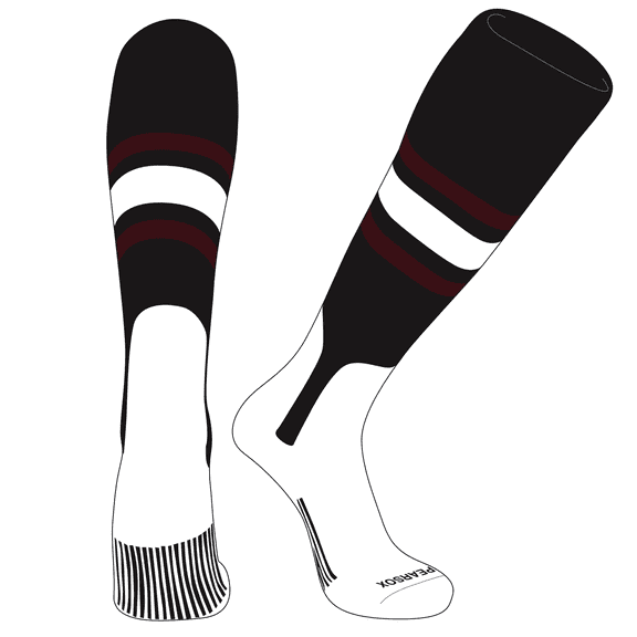 PEAR SOX OTC Baseball Softball Stirrup Socks (B, 7in) Black, Maroon, White (XL)