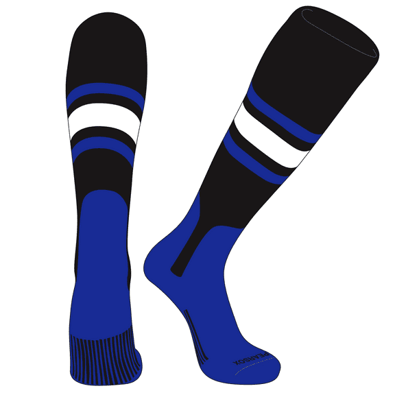 PEAR SOX OTC Baseball Softball Stirrup Socks (B, 7in) Black, Royal, White, Royal (M)