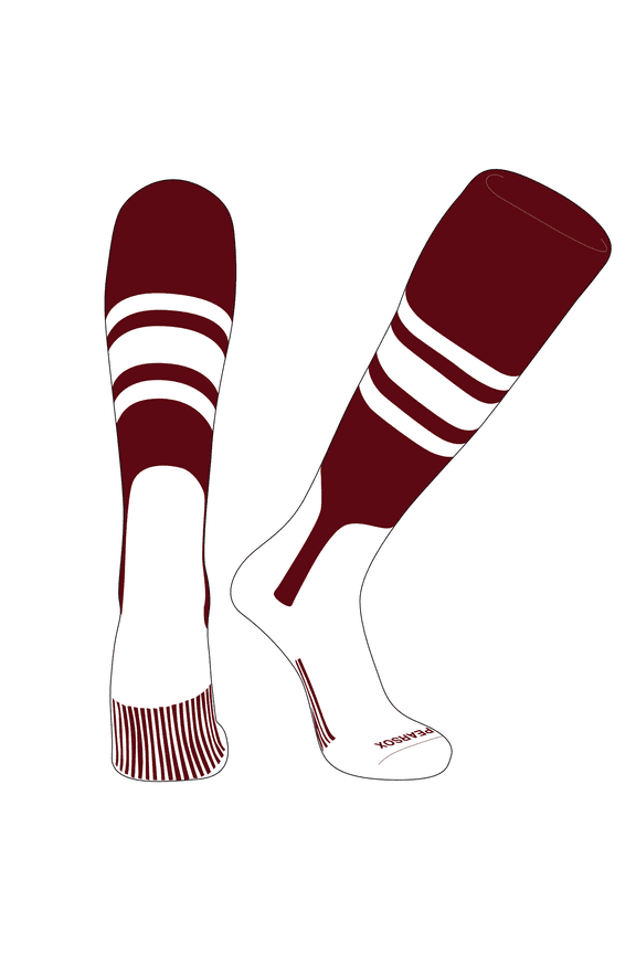 PEARSOX Elite Baseball Knee High Stirrup Socks (C, 7in) Cardinal, White (XL)