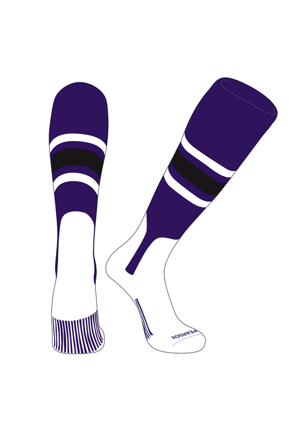 OTC Baseball Softball Stirrup Socks (B, 7in) Purple, White, Black (M)