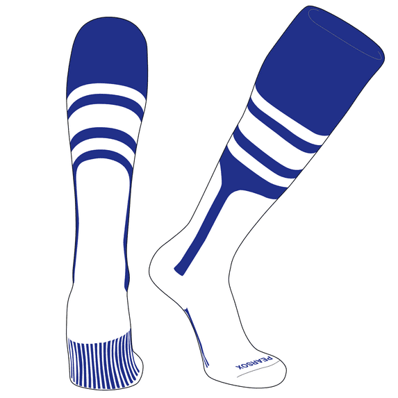 PEAR SOX OTC Baseball Softball Stirrup Socks (B, 9in) Royal, White, White