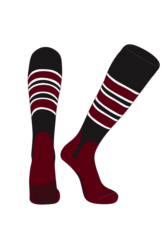 OTC Baseball Softball Stirrup Socks (C, 5in) Black, White, Cardinal, Cardinal (S)