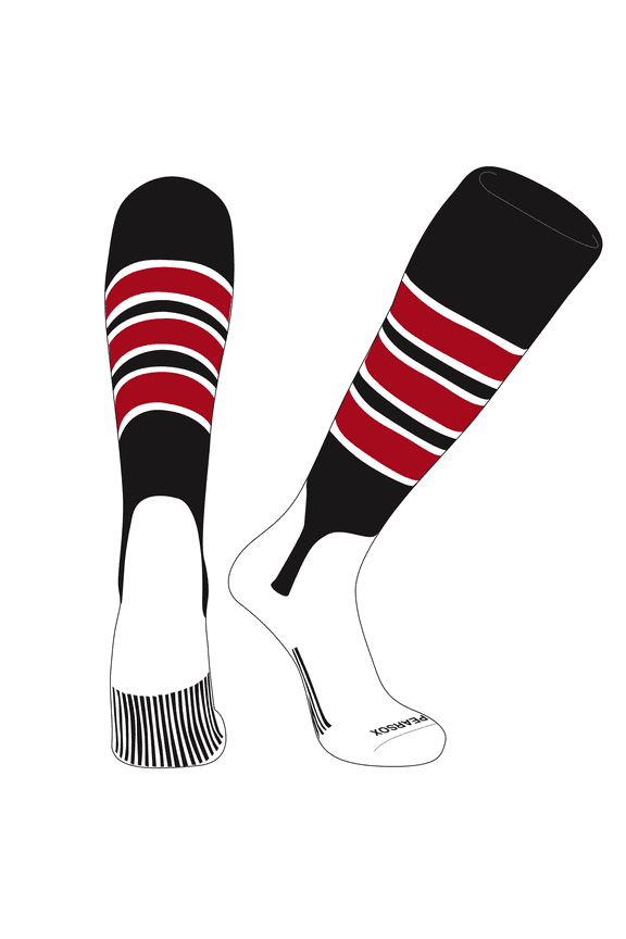 OTC Baseball Softball Stirrup Socks (C, 5in) Black, White, Red (L)