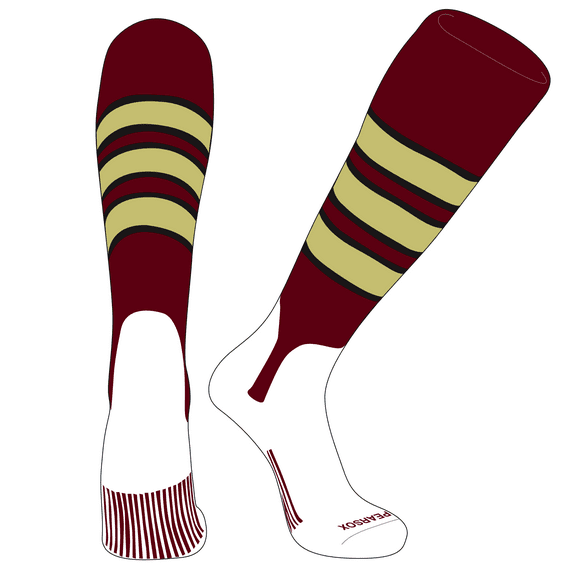PEAR SOX OTC Baseball Softball Stirrup Socks (C, 5in) Cardinal, Black,Vegas Gold (L)