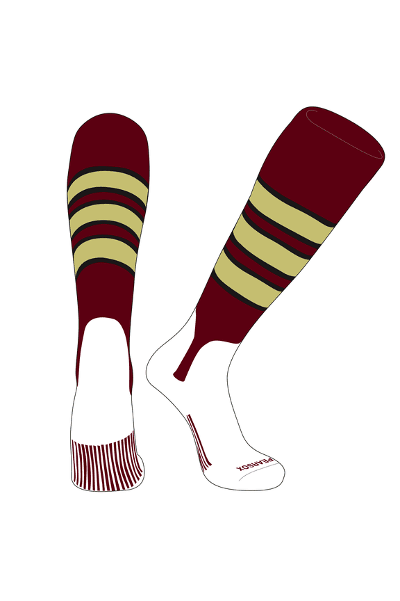 OTC Baseball Softball Stirrup Socks (C, 5in) Cardinal, Black,Vegas Gold (M)