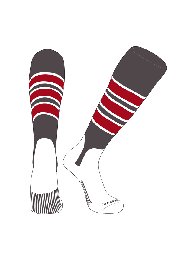 OTC Baseball Softball Stirrup Socks (C, 5in) Graphite, White, Red (S)