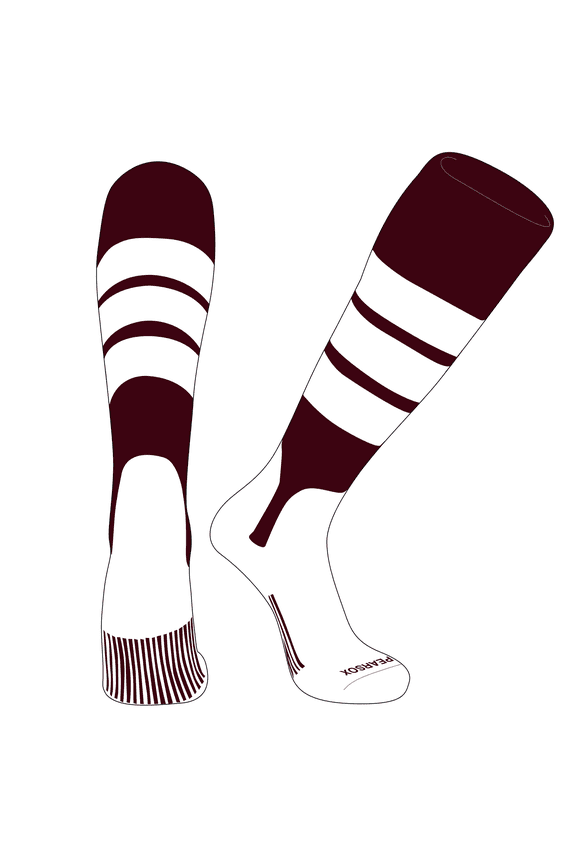 OTC Baseball Softball Stirrup Socks (C, 5in) Maroon, White, White (M)