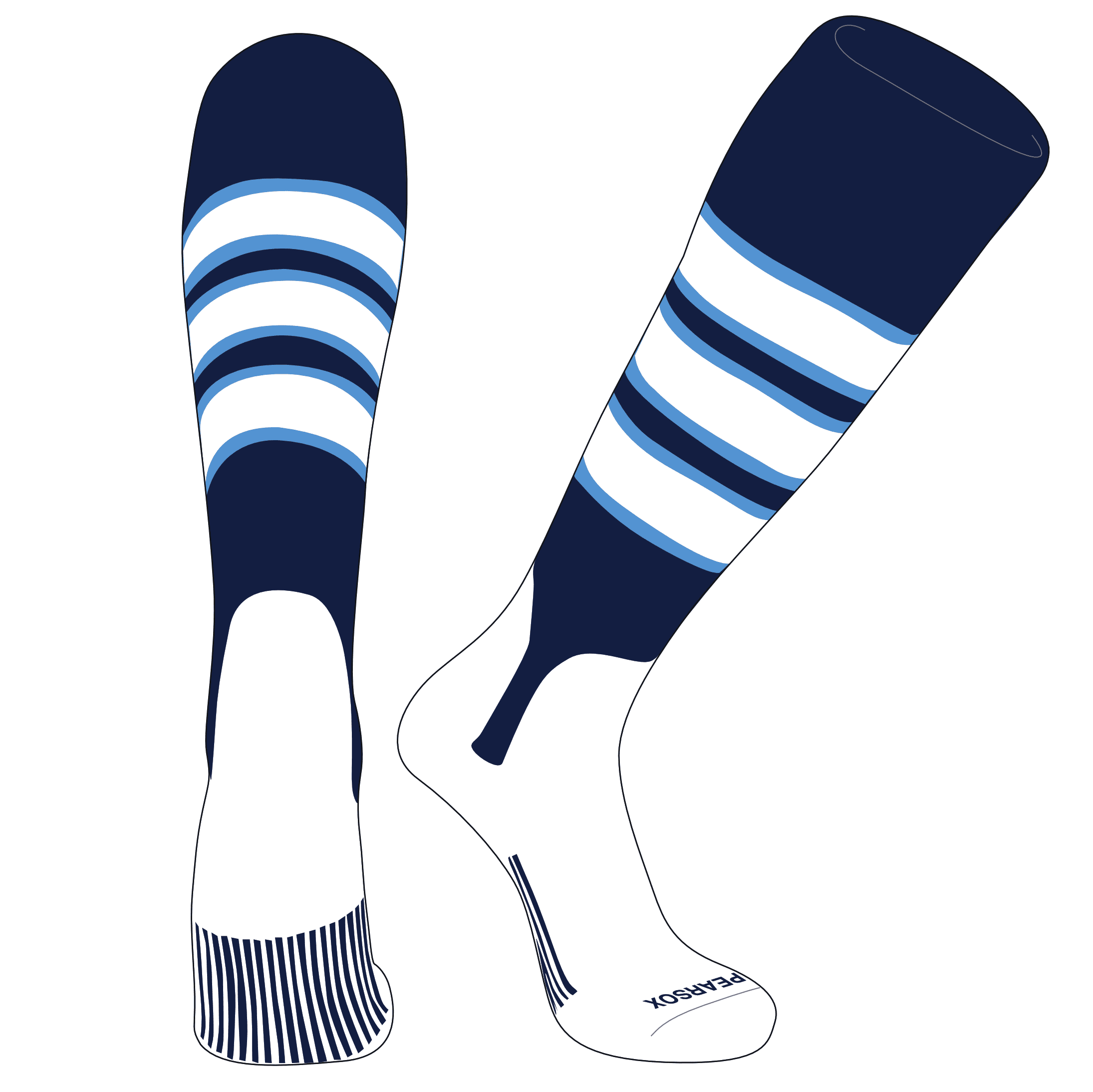 Lot De 5 Chaussettes Tige Baseball/softball TCK Sports - Bleu Marine/blanc - Taille M