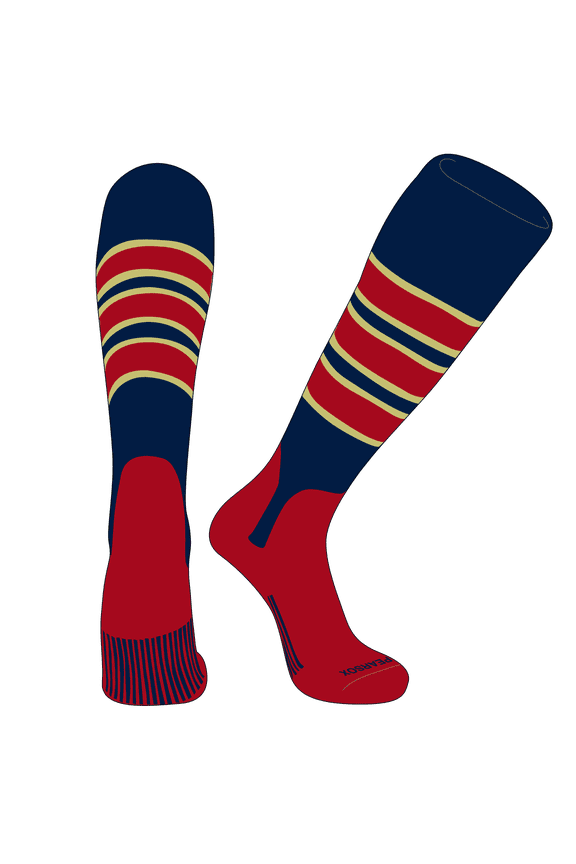 OTC Baseball Softball Stirrup Socks (C, 5in) Navy, Vegas Gold, Red, Red (L)