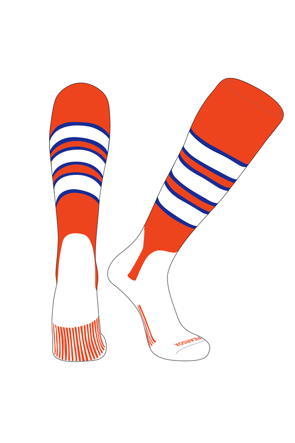 OTC Baseball Softball Stirrup Socks (C, 5in) Orange, Royal, White (XL)