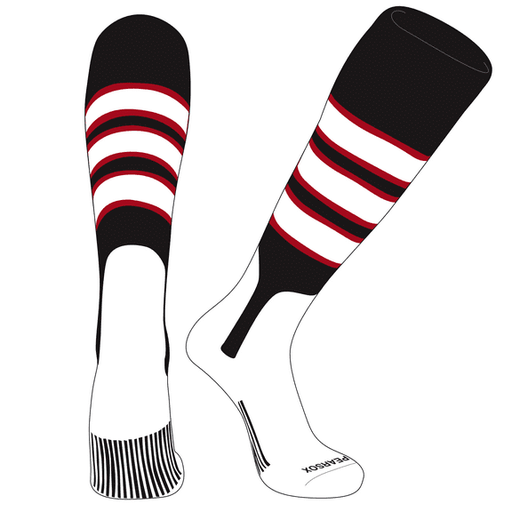 PEAR SOX OTC Baseball Softball Stirrup Socks (C, 7in) Black, Red, White (M)