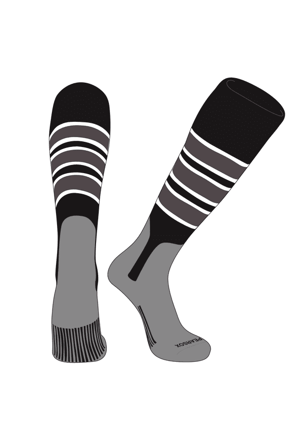 OTC Baseball Softball Stirrup Socks (C, 7in) Black, White, Graphite, Silver