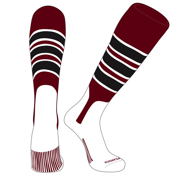 PEAR SOX OTC Baseball Softball Stirrup Socks (C, 7in) Cardinal, White, Black (XL)