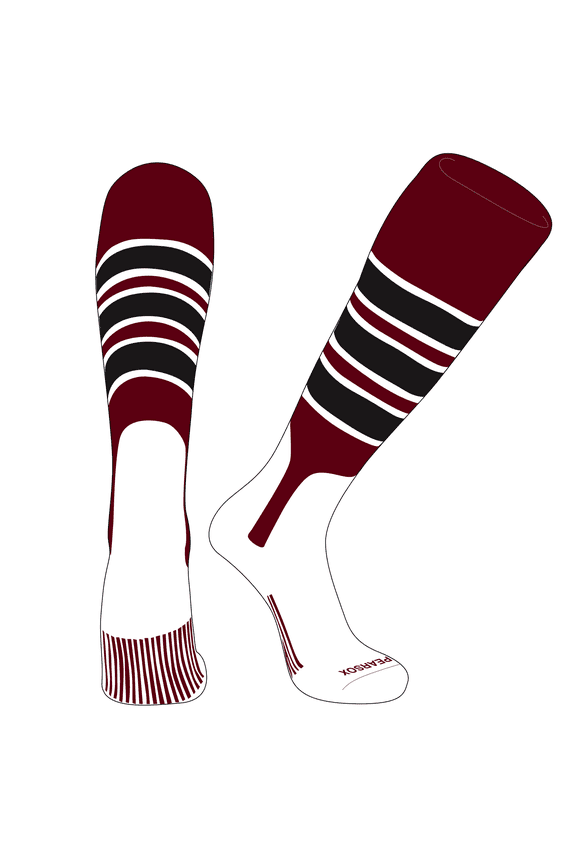 OTC Baseball Softball Stirrup Socks (C, 7in) Cardinal, White, Black (XL)