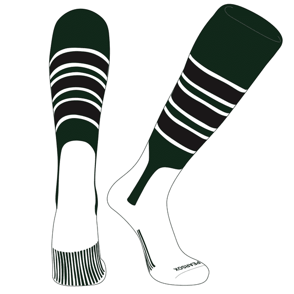 PEAR SOX OTC Baseball Softball Stirrup Socks (C, 7in) Forest Green, White, Black (M)