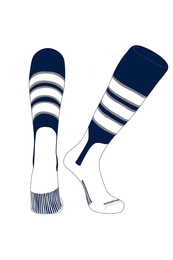 OTC Baseball Softball Stirrup Socks (C, 7in) Navy, Silver, White (L)