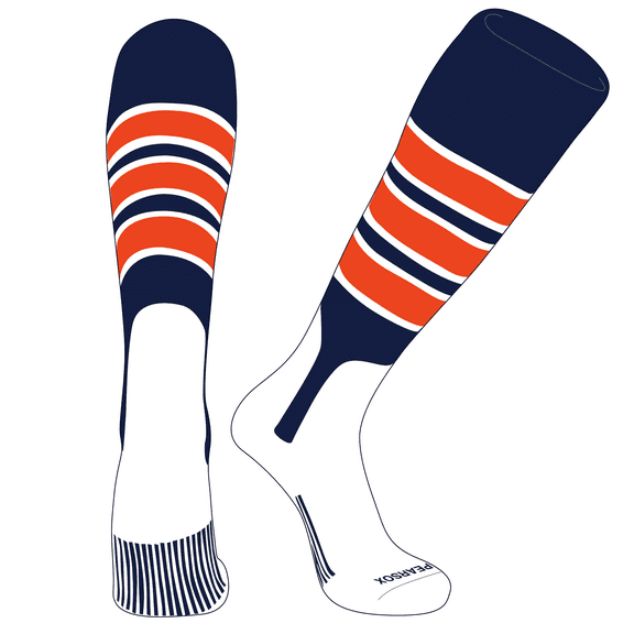 PEAR SOX OTC Baseball Softball Stirrup Socks (C, 7in) Navy, White, Orange (M)