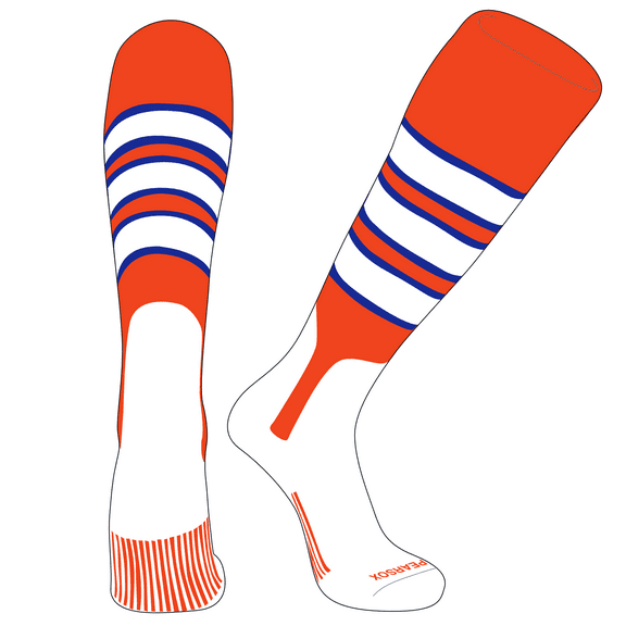PEAR SOX OTC Baseball Softball Stirrup Socks (C, 7in) Orange, Royal, White (L)