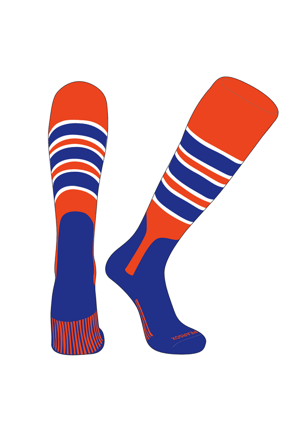 OTC Baseball Softball Stirrup Socks (C, 7in) Orange, White, Royal, Royal (S)