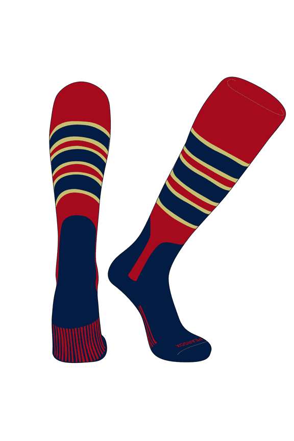 OTC Baseball Softball Stirrup Socks (C, 7in) Red, Vegas Gold, Navy, Navy (M)