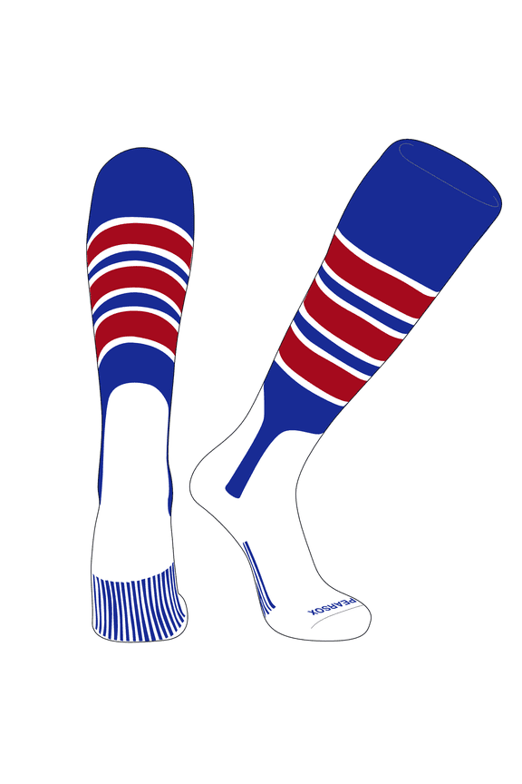 OTC Baseball Softball Stirrup Socks (C, 7in) Royal, White, Red (L)