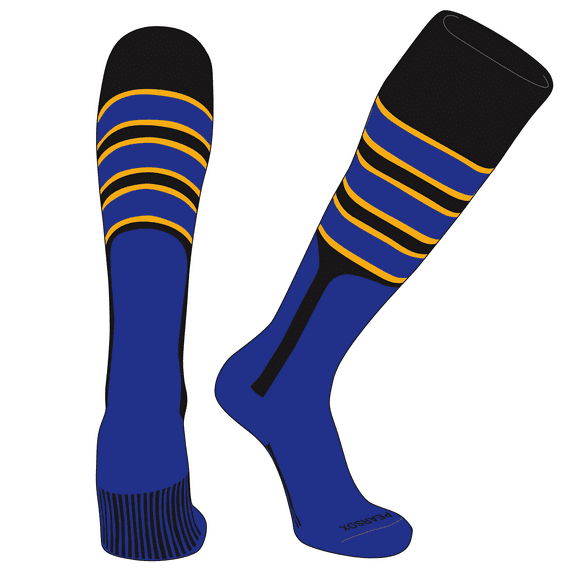 PEAR SOX OTC Baseball Softball Stirrup Socks (C, 9in) Black, Gold, Royal, Royal (L)