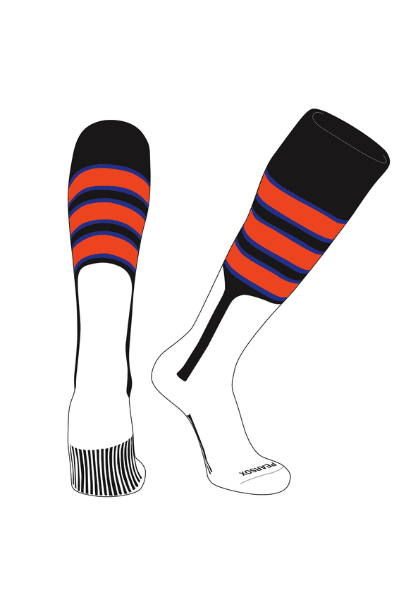 OTC Baseball Softball Stirrup Socks (C, 9in) Black, Royal, Orange (L)