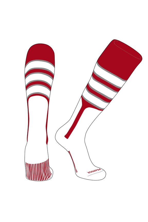OTC Baseball Softball Stirrup Socks (C, 9in) Red, Silver, White (M)