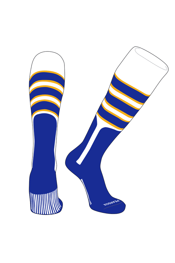 OTC Baseball Softball Stirrup Socks (C, 9in) White, Gold, Royal (M)