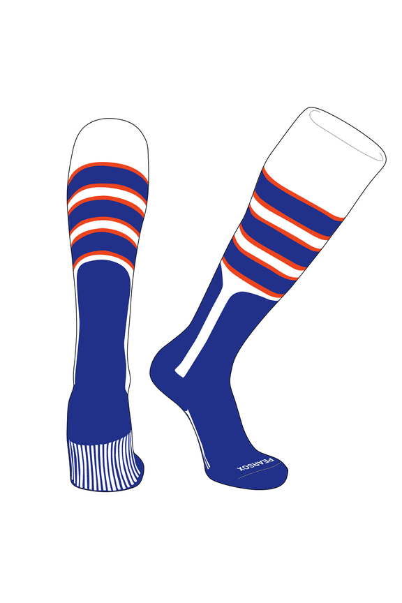 OTC Baseball Softball Stirrup Socks (C, 9in) White, Orange, Royal, Royal (L)
