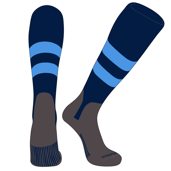 PEAR SOX OTC Baseball Softball Stirrup Socks (D, 5in) Navy, Sky Blue, Navy, Graphite (S)