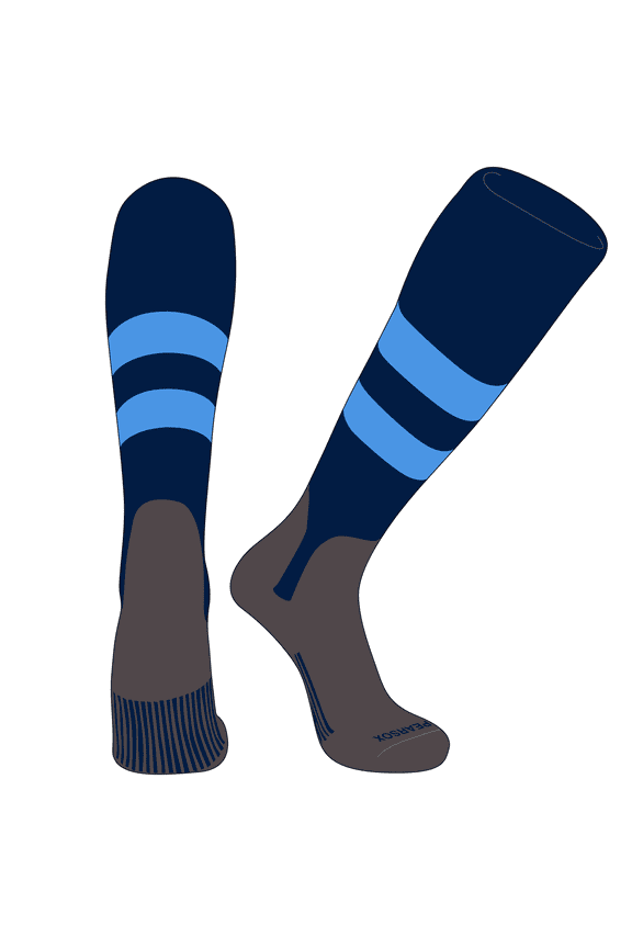 OTC Baseball Softball Stirrup Socks (D, 5in) Navy, Sky Blue, Navy, Graphite (S)