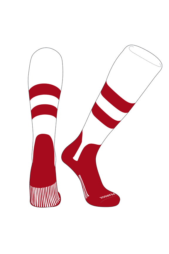 OTC Baseball Softball Stirrup Socks (D, 5in) White, Red, White, Red (L)