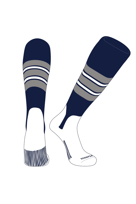 OTC Baseball Softball Stirrup Socks (E, 5in) Navy, Silver, White (M)