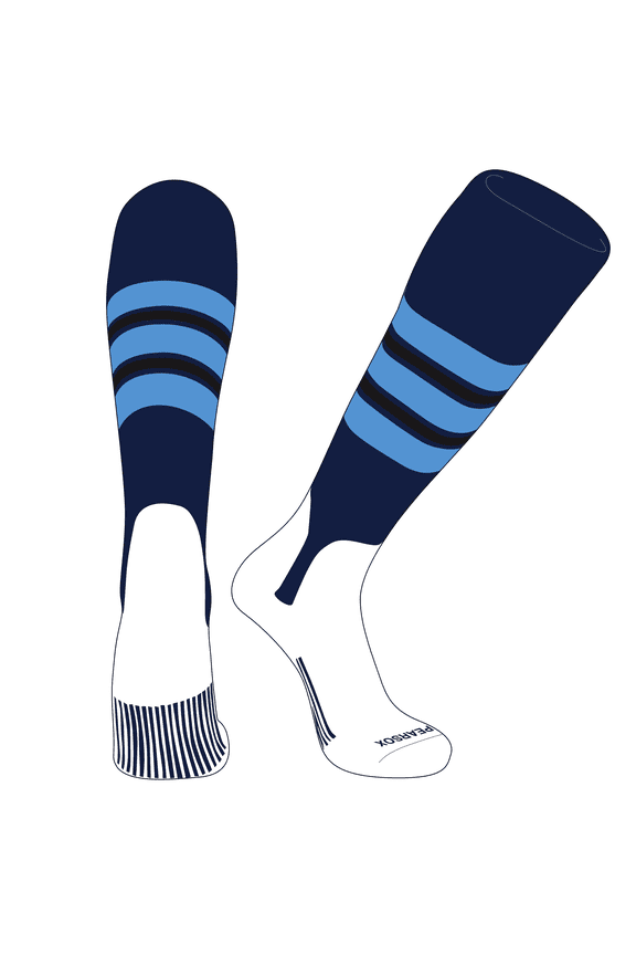 OTC Baseball Softball Stirrup Socks (E, 5in) Navy, Sky Blue, Black (S)