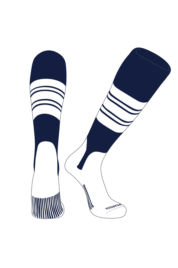 OTC Baseball Softball Stirrup Socks (E, 5in) Navy, White, White (M)