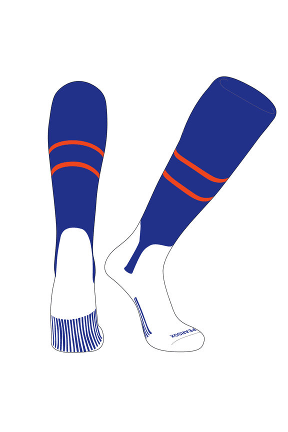 OTC Baseball Softball Stirrup Socks (E, 5in) Royal, Royal, Orange (S)