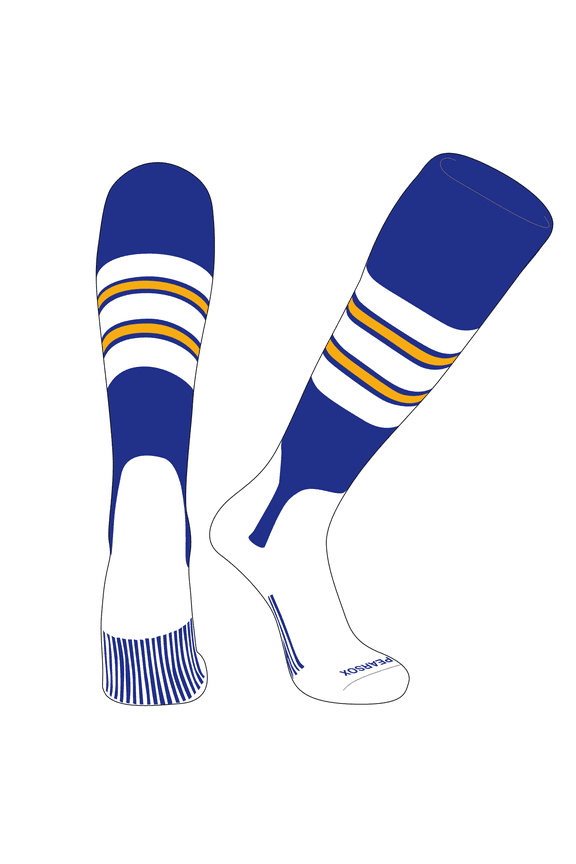 OTC Baseball Softball Stirrup Socks (E, 5in) Royal, White, Gold (S)