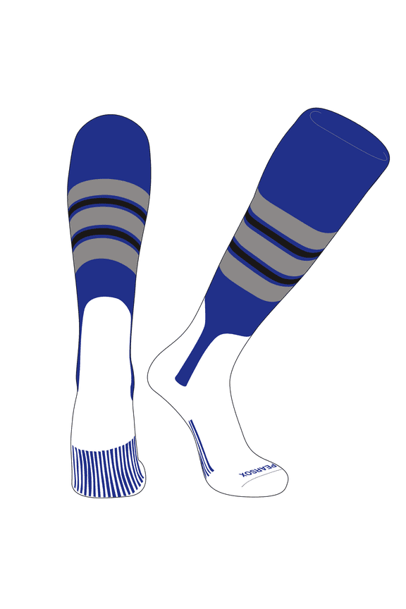OTC Baseball Softball Stirrup Socks (E, 7in) Royal, Silver, Black (XL)