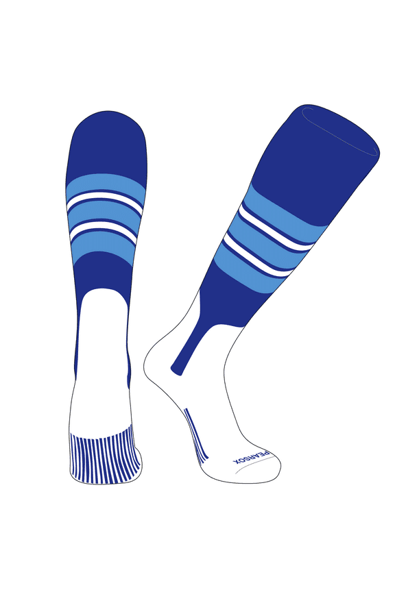 OTC Baseball Softball Stirrup Socks (E, 7in) Royal, Sky Blue, White (L)