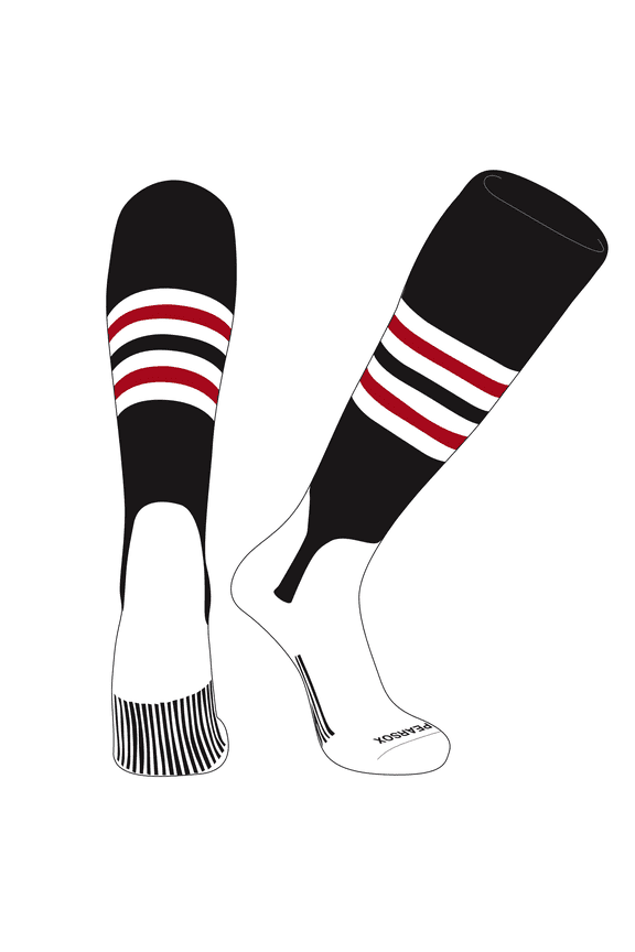 OTC Baseball Softball Stirrup Socks (F, 5in) Black, White, Red (S)