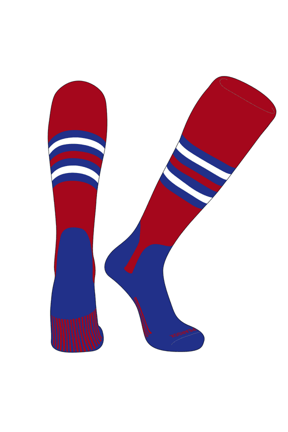OTC Baseball Softball Stirrup Socks (F, 5in) Red, Royal, White, Royal (S)