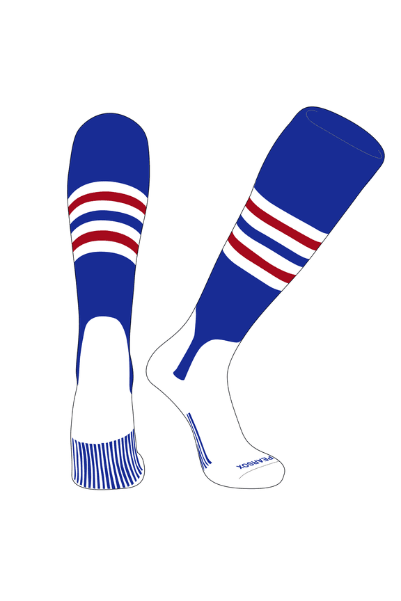 OTC Baseball Softball Stirrup Socks (F, 5in) Royal, White, Red (M)