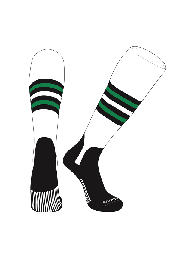 OTC Baseball Softball Stirrup Socks (F, 5in) White, Black, Kelly Green, Blk (S)